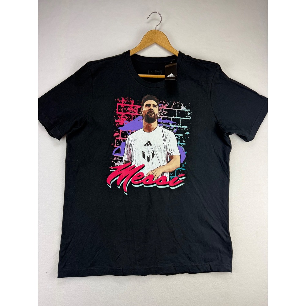 Adidas Lionel Messi Graphic T-Shirt Mens Large Black Soccer Tee NWT